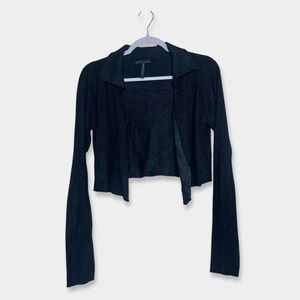 SARAH PACINI Short Cardigan One Size Black Gray Long Sleeve GUC